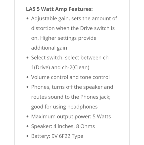 Lyon by Washburn LA 5 Portable 5 Watt Amp - Picture 6 of 6